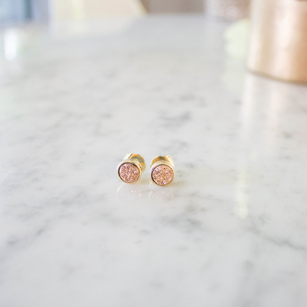 Round Druzy Studs - Rose — Everly and Ace